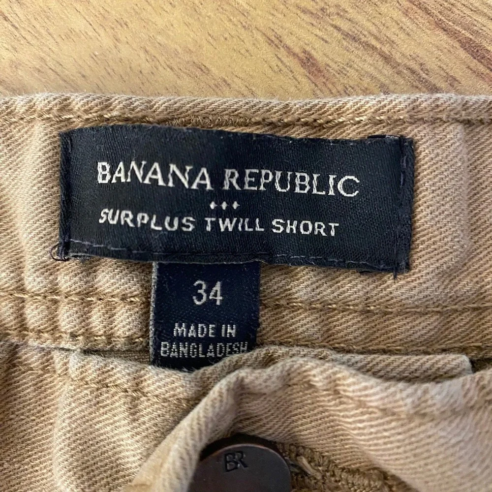 Banana‎ Republic Mens Surplus Twill Shorts 34 Brown 8.5 Inch Inseam